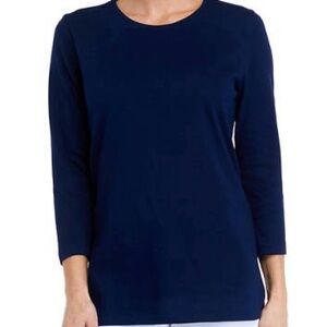 Kim Rogers Women's T-Shirt Long Sleeve Navy Cotton Size Large